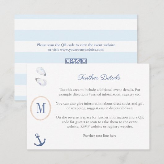 Carte D'accompagnement Code QR du registre de naissance pour une baby sho (Devant / Derrière)