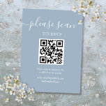 Carte D'accompagnement Code QR du script bleu Dusty RSVP<br><div class="desc">Une carte de boîtier RSVP simple,  élégante et poussiéreuse,  avec code QR et détails du site web mariage définis dans une typographie chic. Conçu par Thisisnotme©</div>