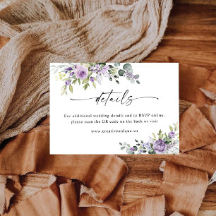 Carte D'accompagnement Code QR du site de mariage de Purple Floers Détail