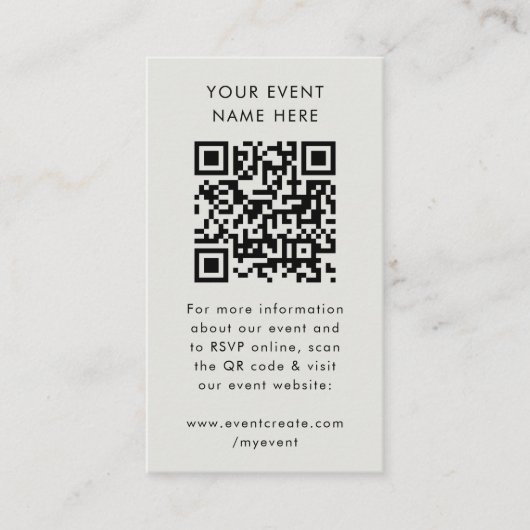 Carte D'accompagnement Code QR du site Web de l'événement | Photo Parti m (Devant)