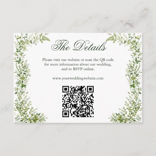 Carte D'accompagnement Code QR du site Web de mariage botanique Elegant G (Devant)
