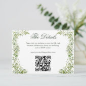 Carte D'accompagnement Code QR du site Web de mariage botanique Elegant G (Debout devant)