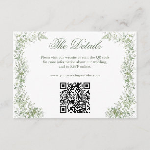 Carte D'accompagnement Code QR du site Web de mariage botanique vert saug