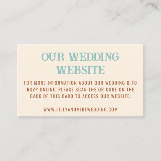 Carte D'accompagnement Code QR du site Web de mariage Cowboy Country West (Devant)