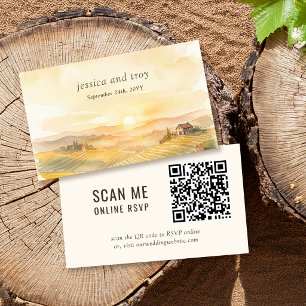 Carte D'accompagnement Code QR du site Web de mariage de paysage de vigno