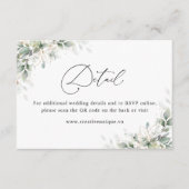 Carte D'accompagnement Code QR du site Web de mariage Eucalyptus Détails (Devant)