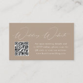 Carte D'accompagnement Code QR du site web de mariage Taupe Élégance Mode (Devant)