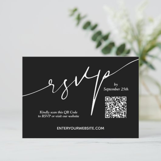 Carte D'accompagnement Code QR du site web mariage (Debout devant)