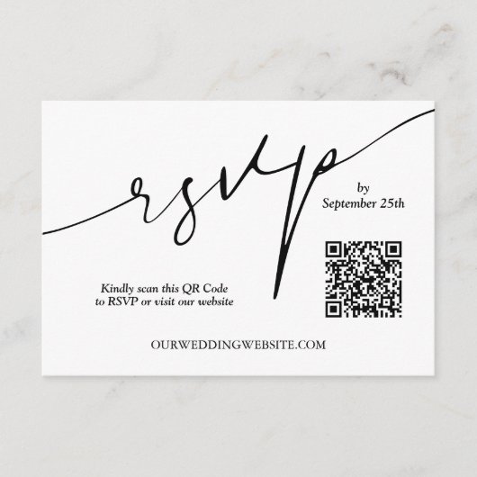 Carte D'accompagnement Code QR du site web mariage (Devant)