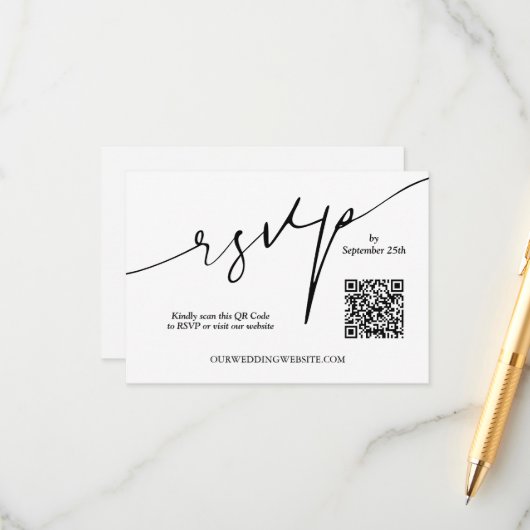 Carte D'accompagnement Code QR du site web mariage (Devant/Arrière en situation)