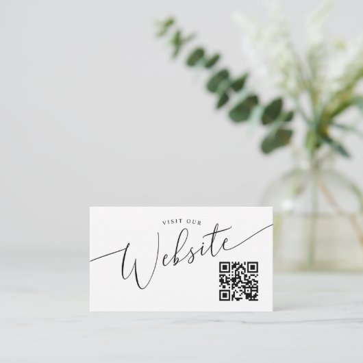 Carte D'accompagnement Code QR du site Web Mariage minimal (Debout devant)