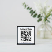 Carte D'accompagnement Code QR éditable & Texte avec bordure bleu clair (Debout devant)