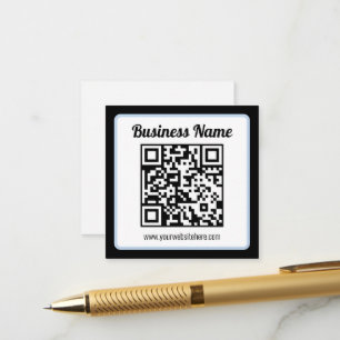 Carte D'accompagnement Code QR éditable & Texte avec bordure bleu clair