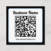 Carte D'accompagnement Code QR éditable & Texte avec bordure bleu clair (Devant)
