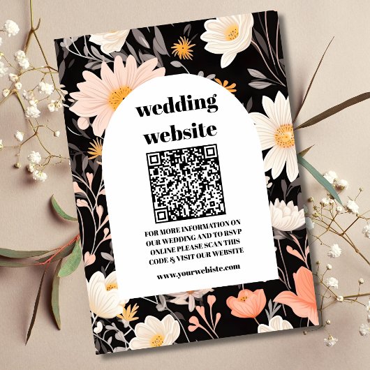 Carte D'accompagnement code qr Elegant Boho Fleur sauvage Mariage