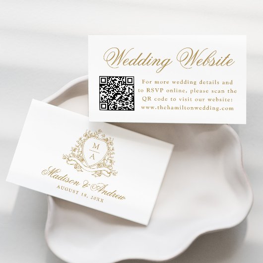 Carte D'accompagnement Code QR élégant de site web de mariage au blason f