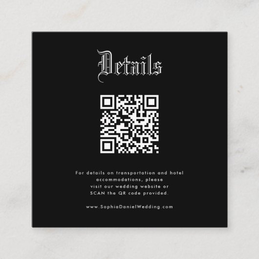 Carte D'accompagnement Code QR élégant Détails du Mariage gothique Photo (Devant)