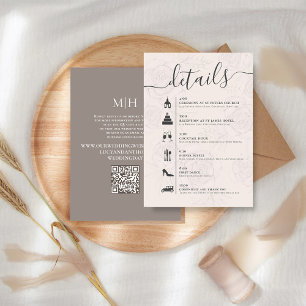 Carte D'accompagnement Code QR élégant en ligne RSVP Mariage Timeline Blu