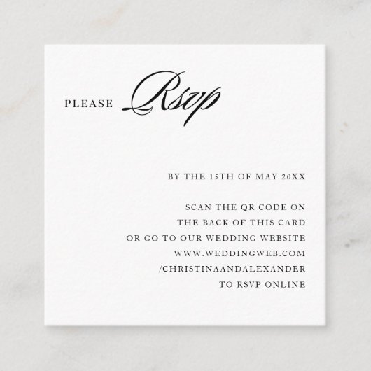 Carte D'accompagnement Code QR élégant et sophistiqué dans le dos (Devant)