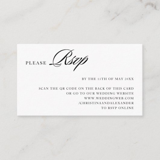 Carte D'accompagnement Code QR élégant et sophistiqué dans le dos (Devant)