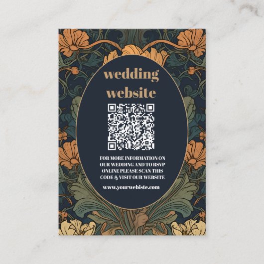 Carte D'accompagnement code qr Elégant Floral Art Nouveau Mariage (Devant)