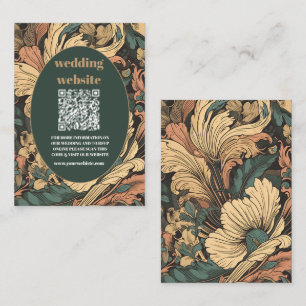 Carte D'accompagnement code qr Elégant Floral Art Nouveau Mariage