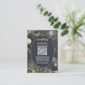 Carte D'accompagnement code QR Élégant Mariage Céleste Argent Or (Debout devant)