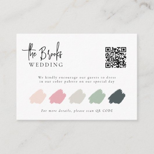 Carte D'accompagnement Code QR élégant Mariage Code vestimentaire d'entré (Devant)