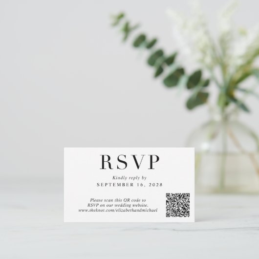 Carte D'accompagnement Code QR élégant Mariage photo RSVP (Debout devant)