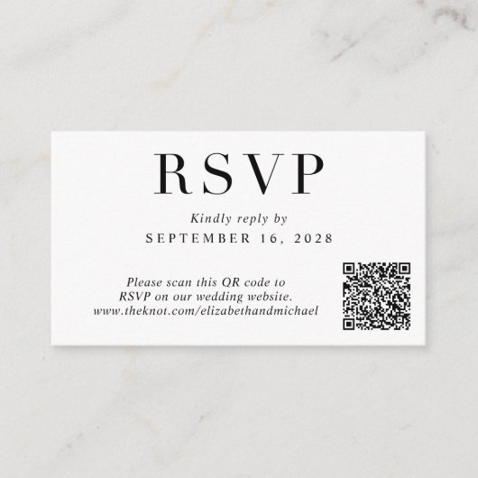 Carte D'accompagnement Code QR élégant Mariage photo RSVP (Devant)