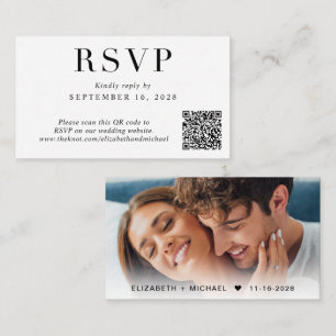 Carte D'accompagnement Code QR élégant Mariage photo RSVP