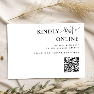 Carte D'accompagnement Code QR élégant Mariage RSVP en ligne, Script, Kra
