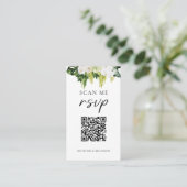 Carte D'accompagnement Code QR élégant Mariage vert RSVP (Debout devant)