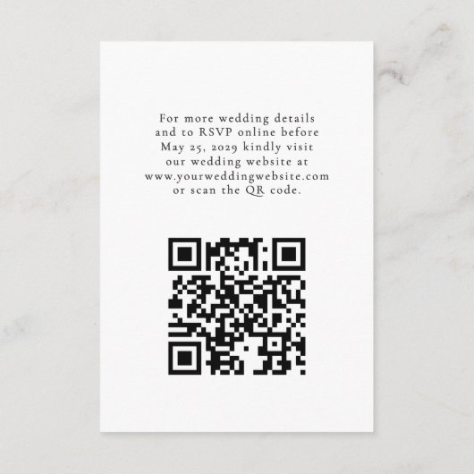 Carte D'accompagnement Code QR élégant Monogram Crest Détails du Mariage (Dos)