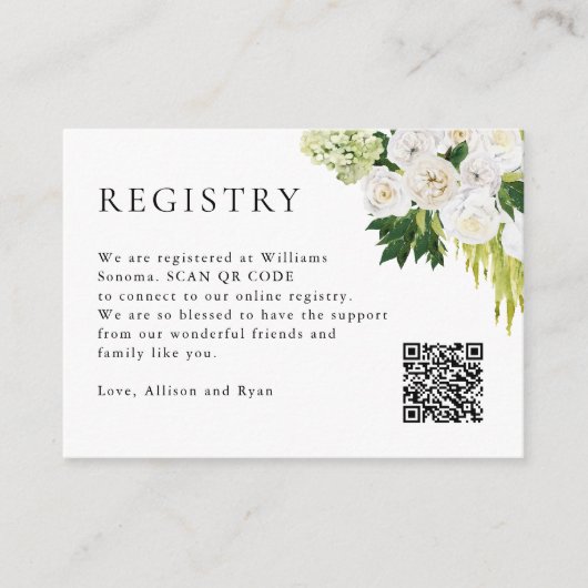 Carte D'accompagnement Code QR élégant Registre des Mariages botaniques (Devant)
