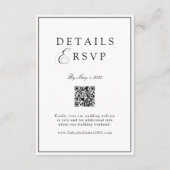 Carte D'accompagnement Code QR élégant royal blanc et noir pour réponse d (Devant)