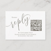 Carte D'accompagnement Code QR élégant RSVP Calligraphie en ligne Brown (Devant)