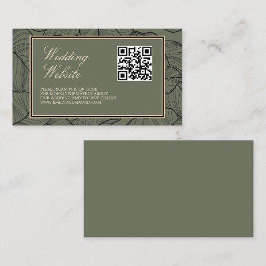 Carte D'accompagnement Code QR élégant Sage Classic (Devant / Derrière)