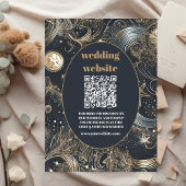 Carte D'accompagnement code qr Elegant Silver Gold Celestial Mariage