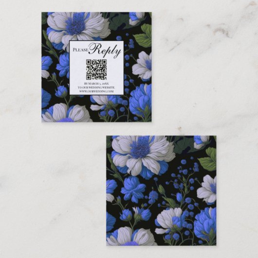 Carte D'accompagnement Code QR élégant violet blanc argenté (Devant / Derrière)