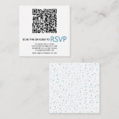 Carte D'accompagnement Code QR en ligne RSVP bleu confetti mariage (Devant / Derrière)