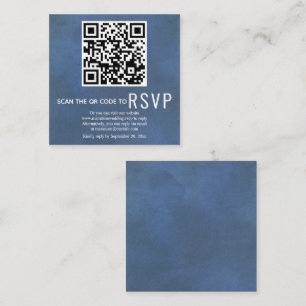 Carte D'accompagnement Code QR en ligne RSVP mariage bleu taché