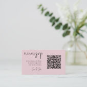 Carte D'accompagnement Code QR en marbre rose et or pour RSVP mariage (Debout devant)