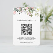 Carte D'accompagnement Code QR et photo de mariage de feuillage de verdur (Debout devant)