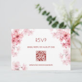Carte D'accompagnement Code QR | Fleur de cerisier à l'aquarelle RSVP (Debout devant)