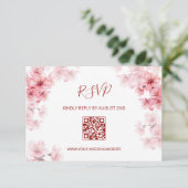 Carte D'accompagnement Code QR | Fleur de cerisier à l'aquarelle RSVP (Debout devant)
