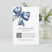 Carte D'accompagnement Code QR Fleurs Bleues Collégien Fonds de Ruban Flo (Debout devant)