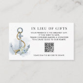 Carte D'accompagnement Code QR Fleurs Bleues et Blanches Ancre Au lieu de (Devant)