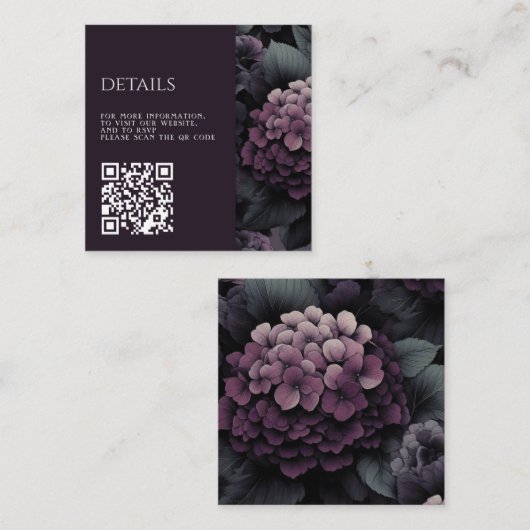 Carte D'accompagnement Code QR Floral Moody violet (Devant / Derrière)
