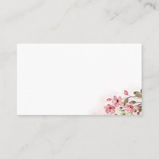 Carte D'accompagnement Code QR floral rose détails du site web mariage (Dos)